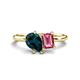 1 - Nadya Pear Shape London Blue Topaz & Emerald Shape Pink Tourmaline 2 Stone Duo Ring 