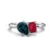 1 - Nadya Pear Shape London Blue Topaz & Emerald Shape Ruby 2 Stone Duo Ring 