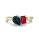 1 - Nadya Pear Shape London Blue Topaz & Emerald Shape Ruby 2 Stone Duo Ring 