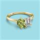 3 - Nadya Pear Shape Peridot & Emerald Shape Forever Brilliant Moissanite 2 Stone Duo Ring 