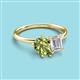 3 - Nadya Pear Shape Peridot & Emerald Shape White Sapphire 2 Stone Duo Ring 