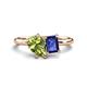 1 - Nadya Pear Shape Peridot & Emerald Shape Iolite 2 Stone Duo Ring 