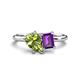 1 - Nadya Pear Shape Peridot & Emerald Shape Amethyst 2 Stone Duo Ring 