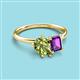 3 - Nadya Pear Shape Peridot & Emerald Shape Amethyst 2 Stone Duo Ring 