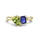 1 - Nadya Pear Shape Peridot & Emerald Shape Iolite 2 Stone Duo Ring 