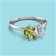 3 - Nadya Pear Shape Peridot & Emerald Shape White Sapphire 2 Stone Duo Ring 