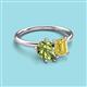 3 - Nadya Pear Shape Peridot & Emerald Shape Yellow Sapphire 2 Stone Duo Ring 