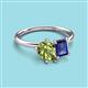 3 - Nadya Pear Shape Peridot & Emerald Shape Iolite 2 Stone Duo Ring 