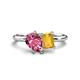 1 - Nadya Pear Shape Pink Tourmaline & Emerald Shape Citrine 2 Stone Duo Ring 