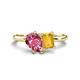 1 - Nadya Pear Shape Pink Tourmaline & Emerald Shape Citrine 2 Stone Duo Ring 