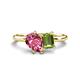 1 - Nadya Pear Shape Pink Tourmaline & Emerald Shape Peridot 2 Stone Duo Ring 