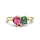 1 - Nadya Pear Shape Pink Tourmaline & Emerald Shape Lab Created Alexandrite 2 Stone Duo Ring 
