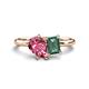 1 - Nadya Pear Shape Pink Tourmaline & Emerald Shape Lab Created Alexandrite 2 Stone Duo Ring 