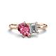 1 - Nadya Pear Shape Pink Tourmaline & Emerald Shape GIA Certified Diamond 2 Stone Duo Ring 