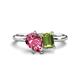 1 - Nadya Pear Shape Pink Tourmaline & Emerald Shape Peridot 2 Stone Duo Ring 