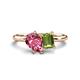 1 - Nadya Pear Shape Pink Tourmaline & Emerald Shape Peridot 2 Stone Duo Ring 