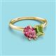 3 - Nadya Pear Shape Pink Tourmaline & Emerald Shape Peridot 2 Stone Duo Ring 