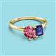 3 - Nadya Pear Shape Pink Tourmaline & Emerald Shape Iolite 2 Stone Duo Ring 