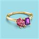 3 - Nadya Pear Shape Pink Tourmaline & Emerald Shape Amethyst 2 Stone Duo Ring 