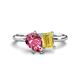 1 - Nadya Pear Shape Pink Tourmaline & Emerald Shape Yellow Sapphire 2 Stone Duo Ring 