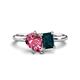 1 - Nadya Pear Shape Pink Tourmaline & Emerald Shape London Blue Topaz 2 Stone Duo Ring 