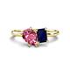 1 - Nadya Pear Shape Pink Tourmaline & Emerald Shape Blue Sapphire 2 Stone Duo Ring 