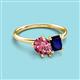 3 - Nadya Pear Shape Pink Tourmaline & Emerald Shape Blue Sapphire 2 Stone Duo Ring 