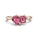 1 - Nadya Pear & Emerald Shape Pink Tourmaline 2 Stone Duo Ring 