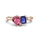 1 - Nadya Pear Shape Pink Tourmaline & Emerald Shape Iolite 2 Stone Duo Ring 