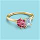 3 - Nadya Pear Shape Pink Tourmaline & Emerald Shape Aquamarine 2 Stone Duo Ring 