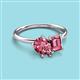 3 - Nadya Pear & Emerald Shape Pink Tourmaline 2 Stone Duo Ring 