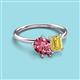 3 - Nadya Pear Shape Pink Tourmaline & Emerald Shape Yellow Sapphire 2 Stone Duo Ring 