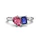 1 - Nadya Pear Shape Pink Tourmaline & Emerald Shape Iolite 2 Stone Duo Ring 