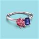 3 - Nadya Pear Shape Pink Tourmaline & Emerald Shape Iolite 2 Stone Duo Ring 