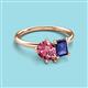 3 - Nadya Pear Shape Pink Tourmaline & Emerald Shape Iolite 2 Stone Duo Ring 