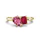 1 - Nadya Pear Shape Pink Tourmaline & Emerald Shape Ruby 2 Stone Duo Ring 