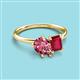 3 - Nadya Pear Shape Pink Tourmaline & Emerald Shape Ruby 2 Stone Duo Ring 