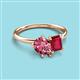 3 - Nadya Pear Shape Pink Tourmaline & Emerald Shape Ruby 2 Stone Duo Ring 