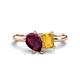 1 - Nadya Pear Shape Rhodolite Garnet & Emerald Shape Citrine 2 Stone Duo Ring 