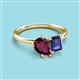 3 - Nadya Pear Shape Rhodolite Garnet & Emerald Shape Iolite 2 Stone Duo Ring 