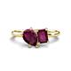 1 - Nadya Pear & Emerald Shape Rhodolite Garnet 2 Stone Duo Ring 