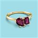 3 - Nadya Pear & Emerald Shape Rhodolite Garnet 2 Stone Duo Ring 