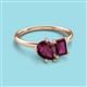 3 - Nadya Pear & Emerald Shape Rhodolite Garnet 2 Stone Duo Ring 