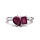 1 - Nadya Pear & Emerald Shape Rhodolite Garnet 2 Stone Duo Ring 