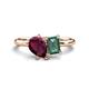 1 - Nadya Pear Shape Rhodolite Garnet & Emerald Shape Lab Created Alexandrite 2 Stone Duo Ring 