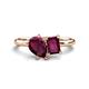 1 - Nadya Pear & Emerald Shape Rhodolite Garnet 2 Stone Duo Ring 