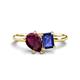 1 - Nadya Pear Shape Rhodolite Garnet & Emerald Shape Iolite 2 Stone Duo Ring 