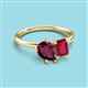 3 - Nadya Pear Shape Rhodolite Garnet & Emerald Shape Ruby 2 Stone Duo Ring 