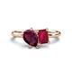 1 - Nadya Pear Shape Rhodolite Garnet & Emerald Shape Ruby 2 Stone Duo Ring 