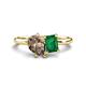 1 - Nadya Pear Shape Smoky Quartz & Emerald Shape Emerald 2 Stone Duo Ring 